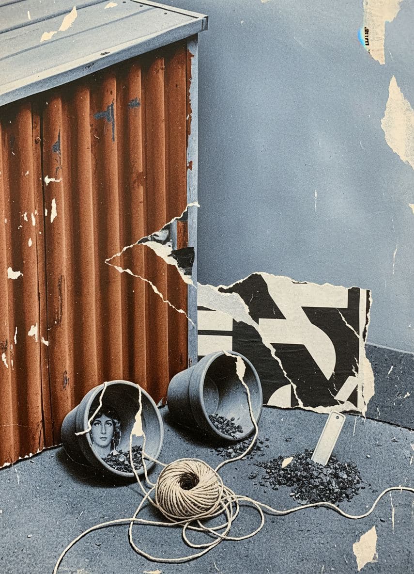 Spilling the Potting Mix — collage by Irmela Bechmann — MODULAR · a one-of-a-kind original