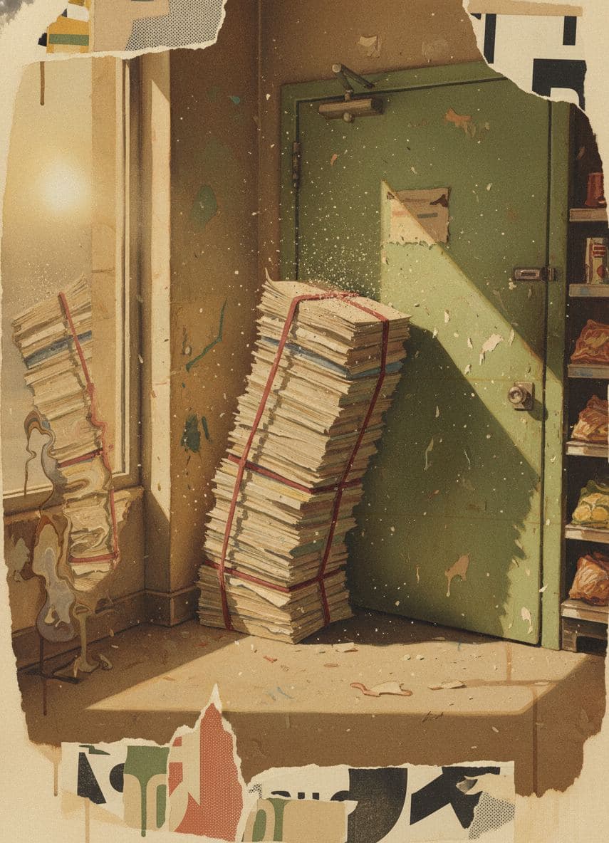 stack of forgotten to-dos — collage by Irmela Bechmann — MODULAR · a one-of-a-kind original
