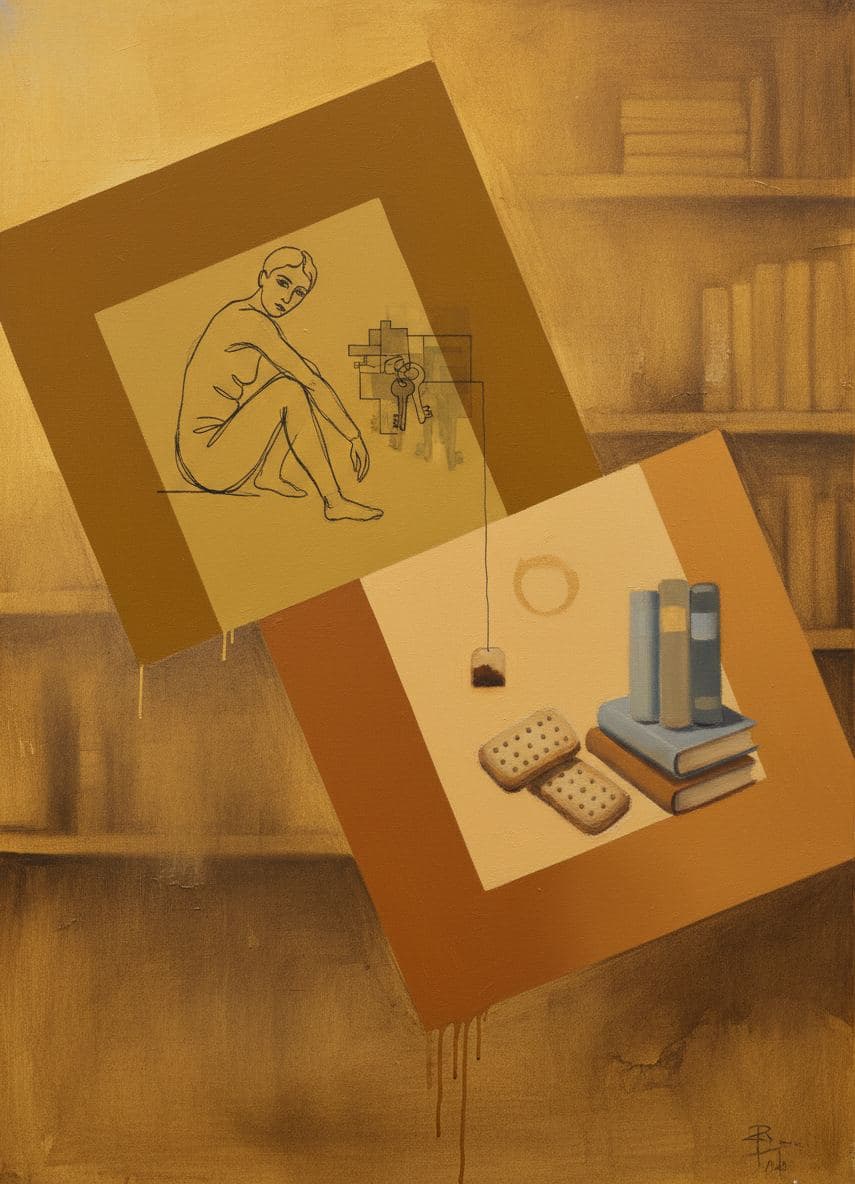 Staffroom Keys and Biscuits — abstract work by Saskia Vandenberg — MODULAR · a one-of-a-kind original
