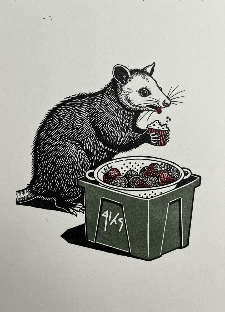 Street Corner with Muffin — print by Hilda Prosser — MODULAR · a one-of-a-kind original