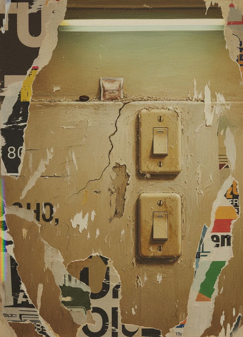 Sugar Packet on a Ledge — collage by Irmela Bechmann — MODULAR · a one-of-a-kind original