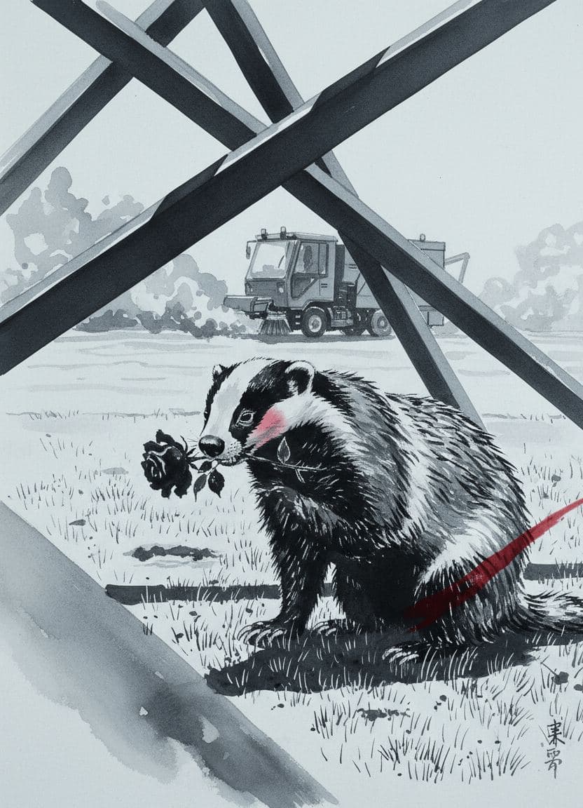 The Badger's Unexpected Gift — painting by Wenfeng Lu — MODULAR · 13 × 18 cm limited edition of 10