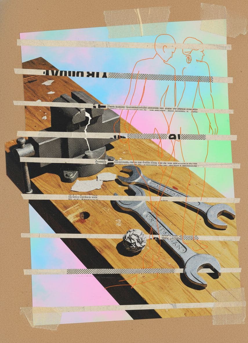The Best Wrench of Her Life — collage by Irmela Bechmann — MODULAR · a one-of-a-kind original