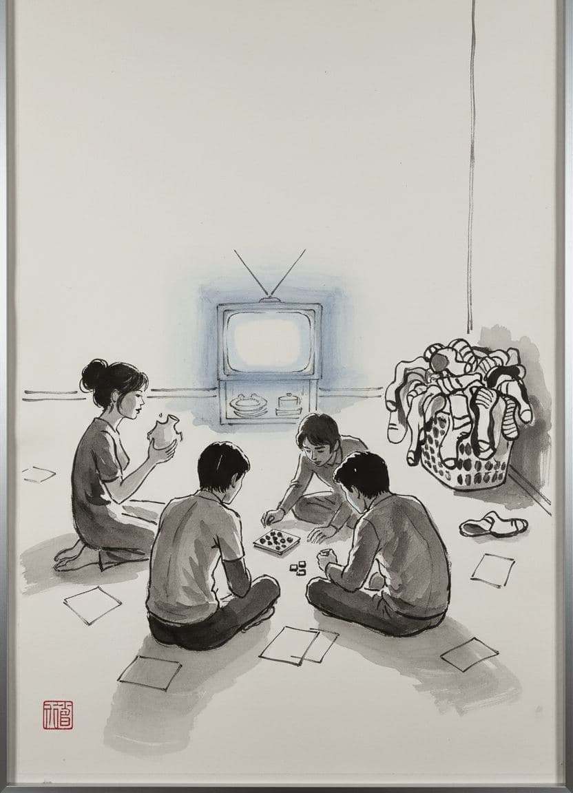 The Blue Glow — painting by Wenfeng Lu — MODULAR · 13 × 18 cm limited edition of 10