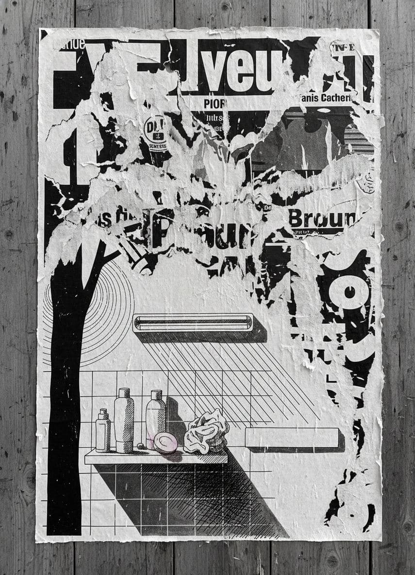 The Bruised Facecloth — collage by Irmela Bechmann — MODULAR · a one-of-a-kind original