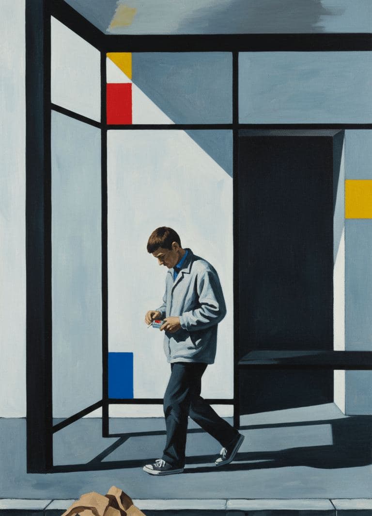 The Bus Arrives — abstract work by Viktor Eklund — MODULAR · 13 × 18 cm limited edition of 10