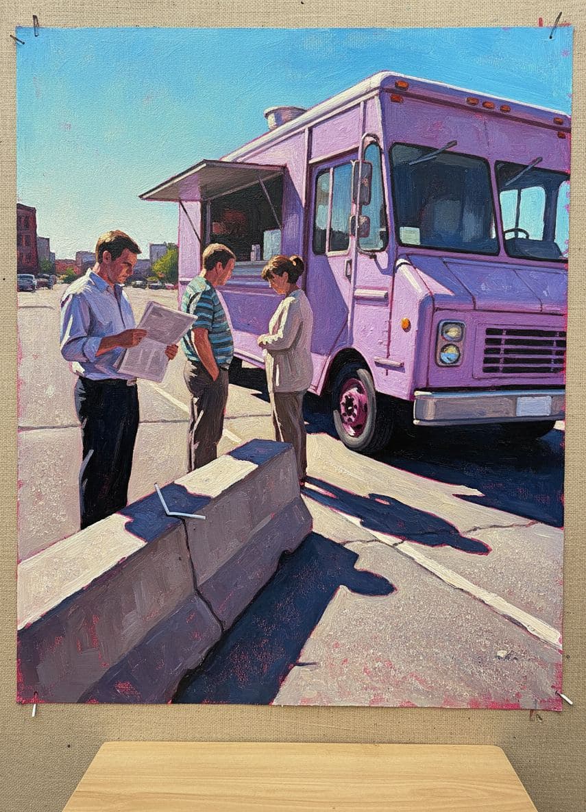 The Chalky Lavender Truck — abstract work by Saskia Vandenberg — MODULAR · a one-of-a-kind original