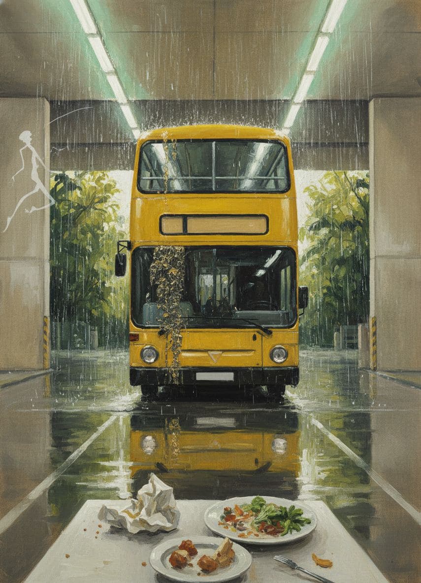 The Dirty Double-Decker Bus — abstract work by Saskia Vandenberg — MODULAR · a one-of-a-kind original