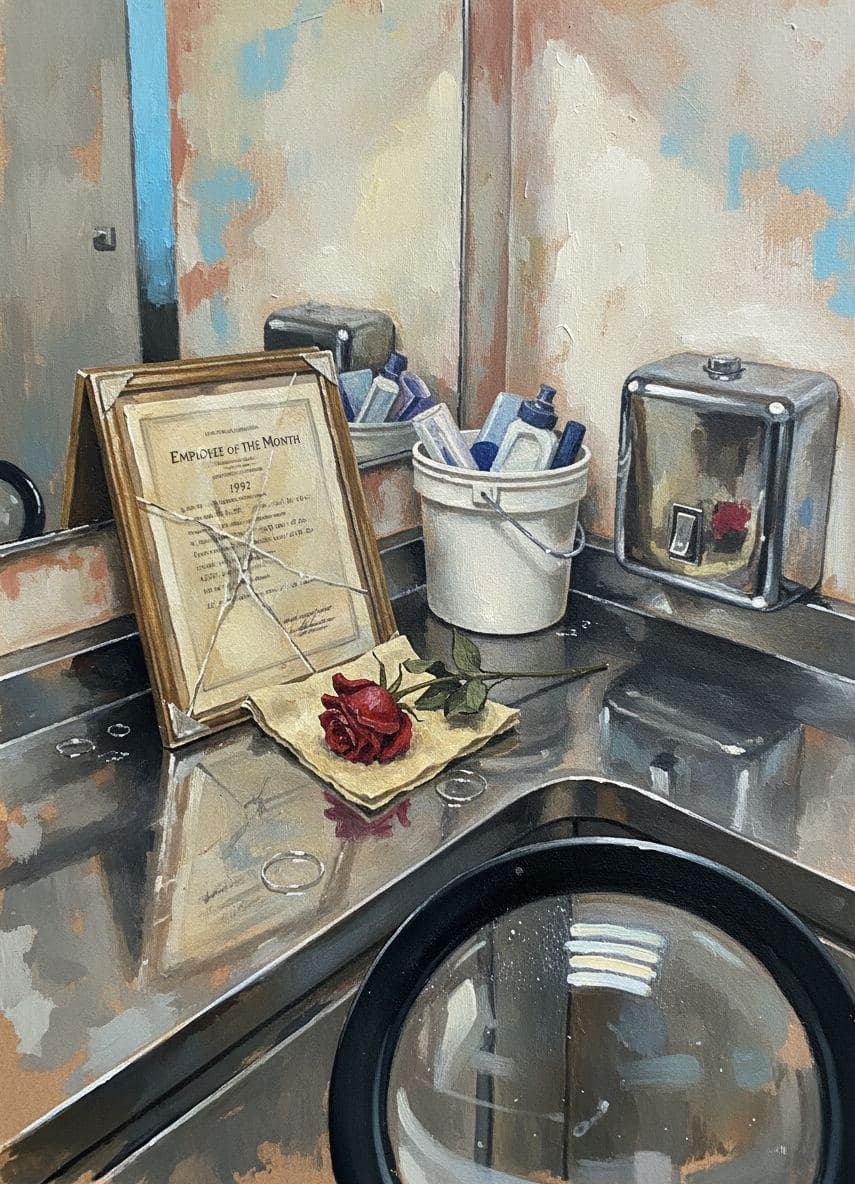 The Employee's Drooping Rose — painting by Wenfeng Lu — MODULAR · a one-of-a-kind original