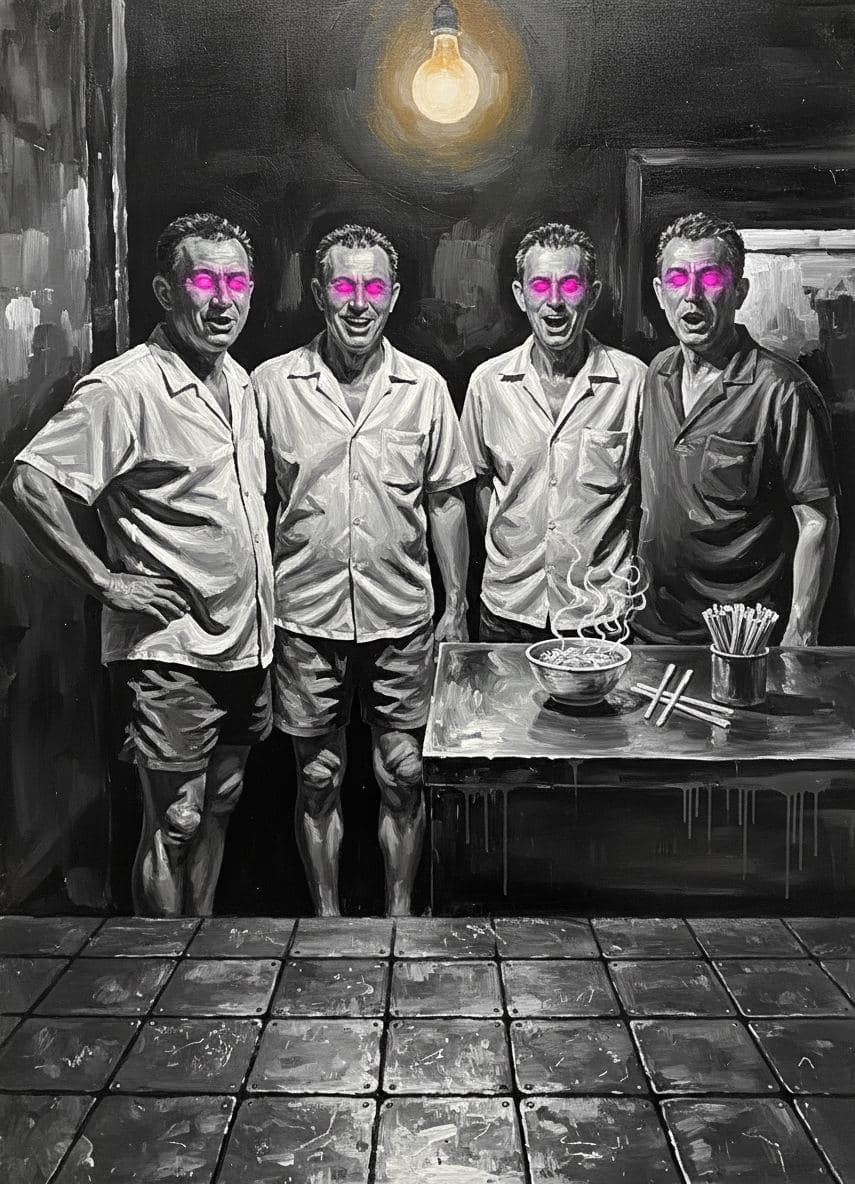 The Four Men Performing — abstract work by Stefan Tannhäuser — MODULAR · a one-of-a-kind original