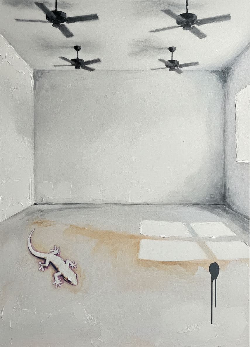 The Gecko Watches the Dust — abstract work by Saskia Vandenberg — MODULAR · a one-of-a-kind original