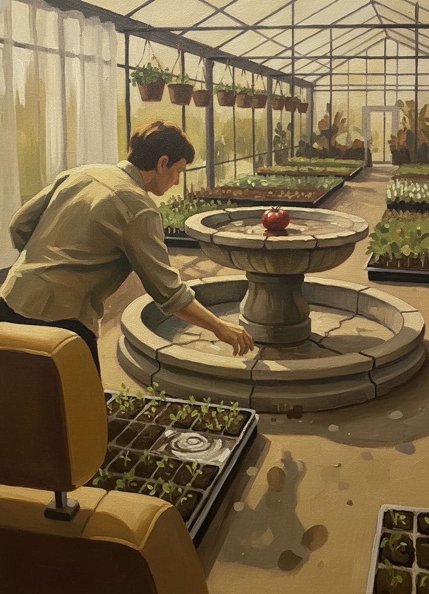 The Greenhouse Tomato — abstract work by Saskia Vandenberg — MODULAR · a one-of-a-kind original