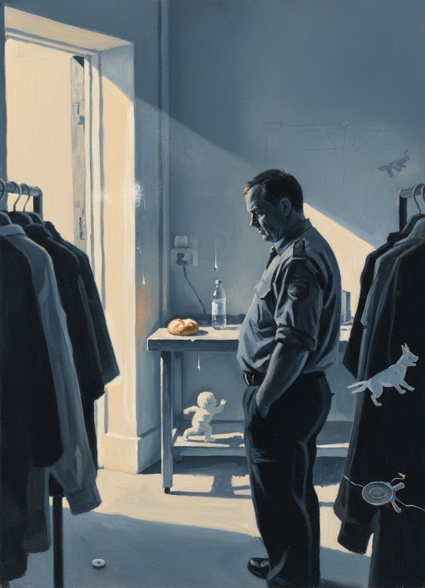 The Guard Slumps Backstage — abstract work by Saskia Vandenberg — MODULAR · a one-of-a-kind original