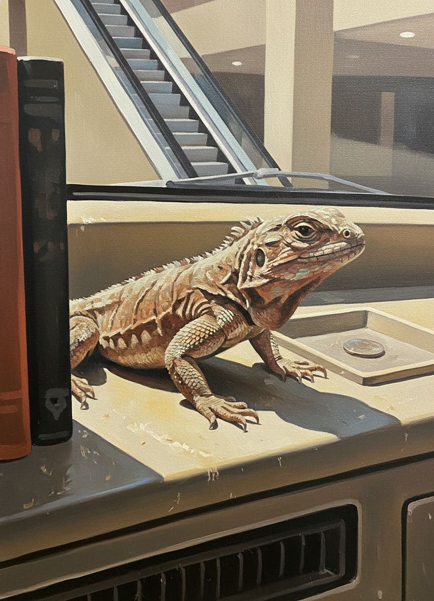 The Iguana Finds a Ride — abstract work by Saskia Vandenberg — MODULAR · a one-of-a-kind original