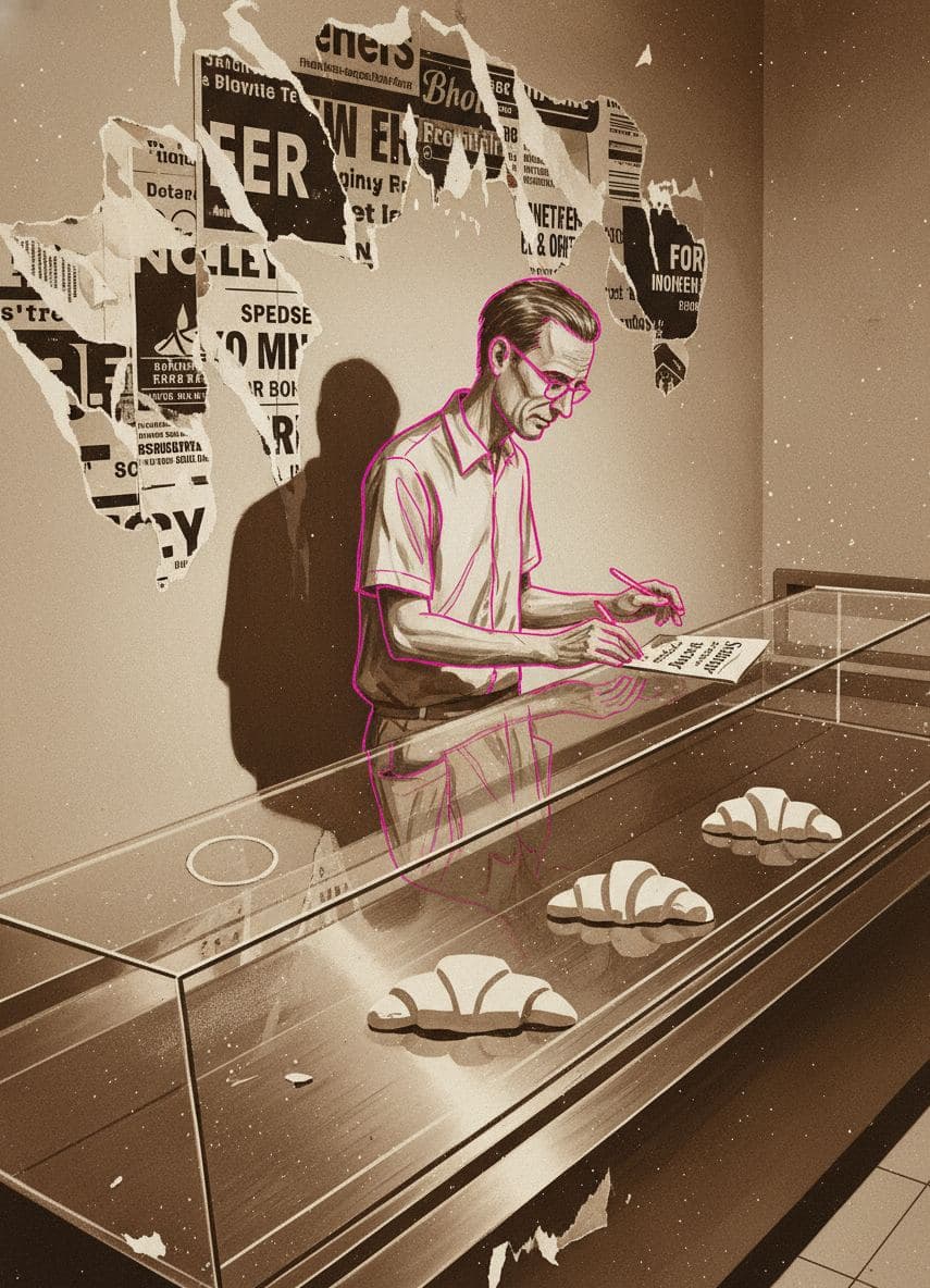 The Lonely Croissants — collage by Irmela Bechmann — MODULAR · a one-of-a-kind original