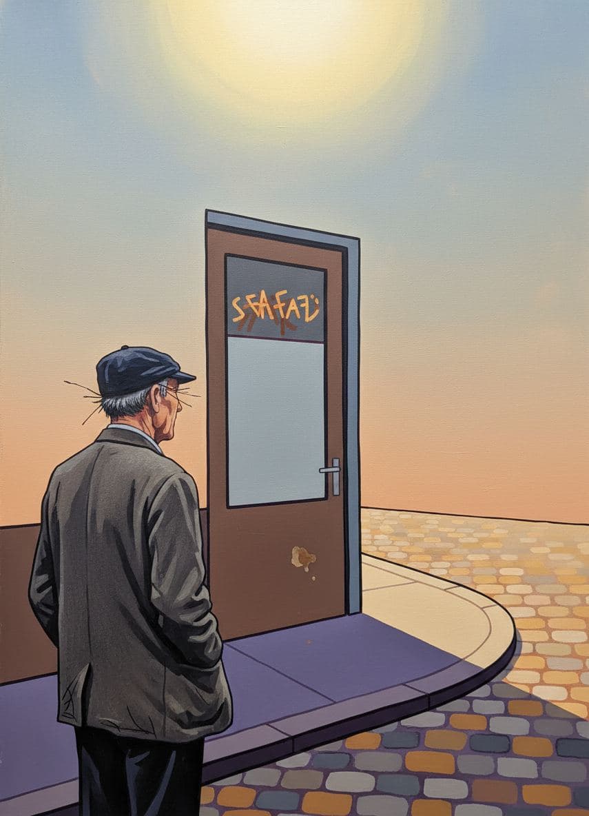 The Man by the Shut Cafe — abstract work by Saskia Vandenberg — MODULAR · a one-of-a-kind original