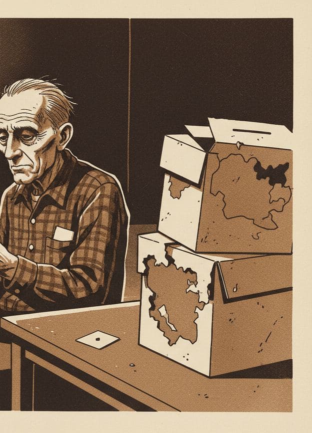The Man With Cards — print by Hilda Prosser — MODULAR · 13 × 18 cm limited edition of 10