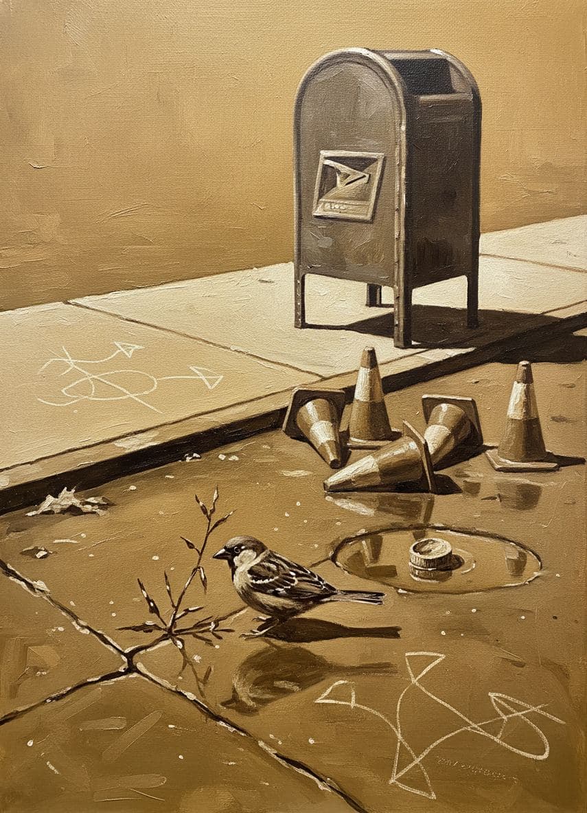 The Nervous Sparrow's Lunch — abstract work by Saskia Vandenberg — MODULAR · a one-of-a-kind original