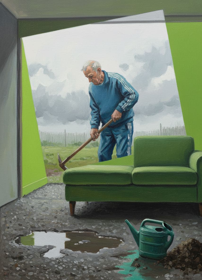 The Old Man Hoeing Potatoes — abstract work by Saskia Vandenberg — MODULAR · a one-of-a-kind original