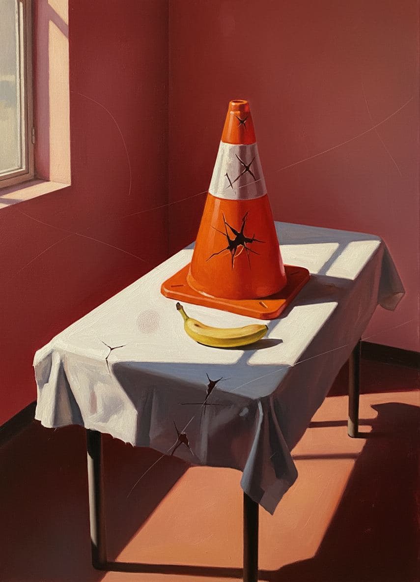 The Orange Cone Offering — abstract work by Saskia Vandenberg — MODULAR · a one-of-a-kind original
