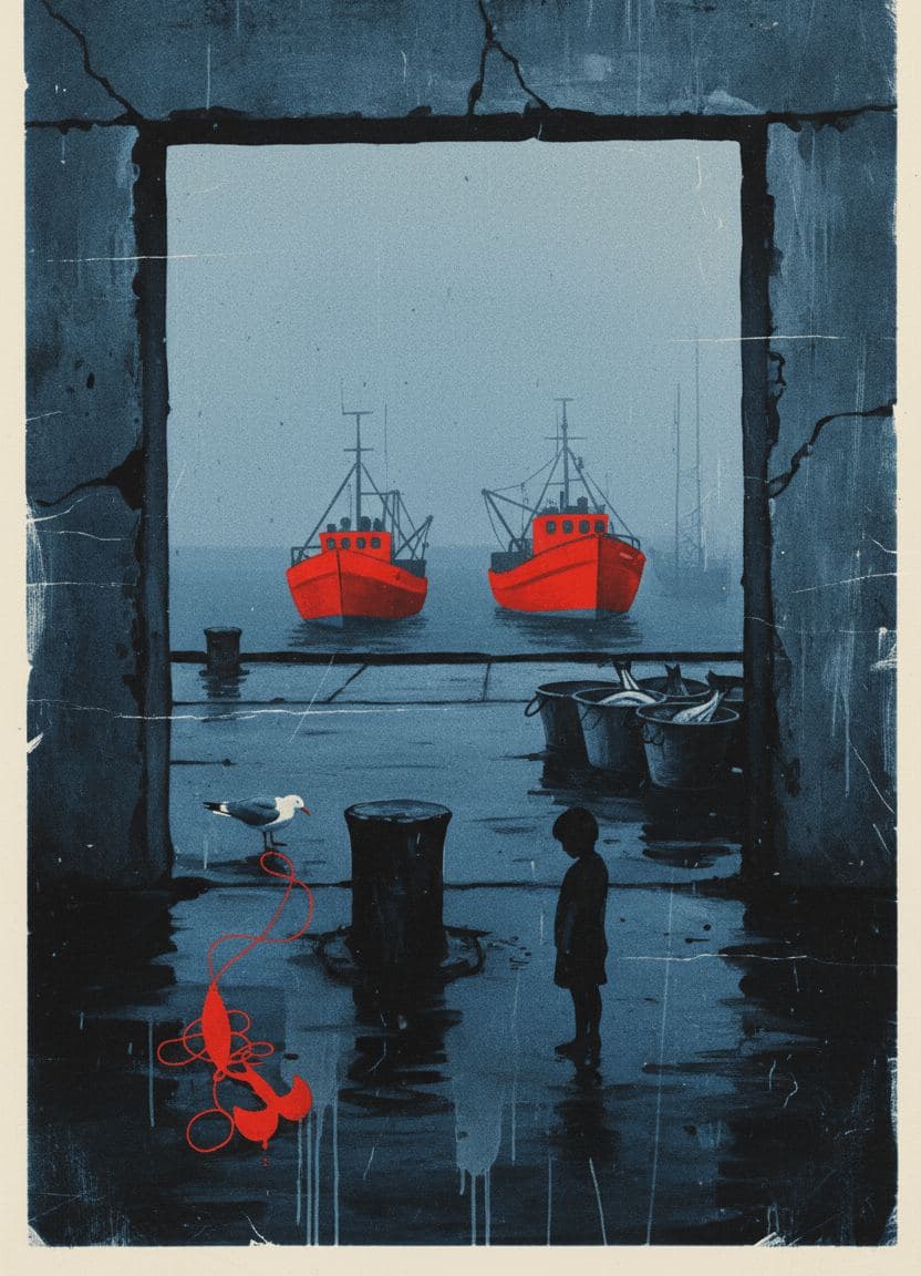 The Orange Trawlers — abstract work by Wariara Githinji — MODULAR · 13 × 18 cm limited edition of 10