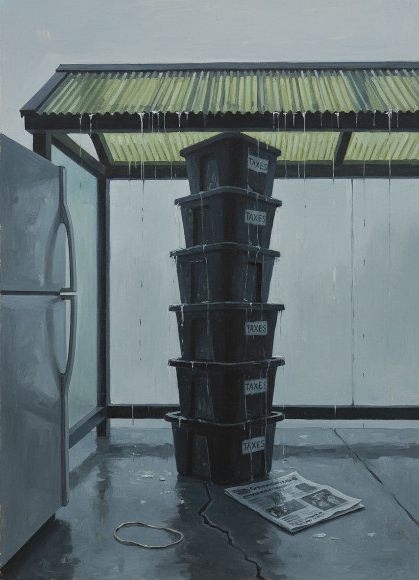 The Peculiar Stack of Taxes — abstract work by Saskia Vandenberg — MODULAR · a one-of-a-kind original