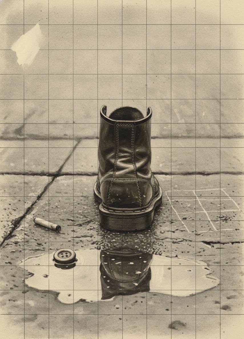 The Scuffed Cherry Boot — abstract work by Saskia Vandenberg — MODULAR · a one-of-a-kind original