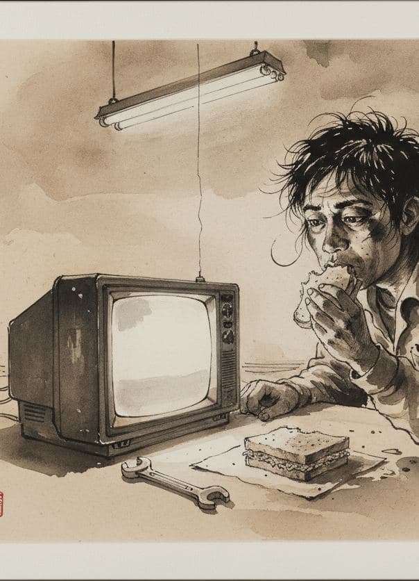 The Television Watches Back — painting by Matteo Iannelli — MODULAR · 13 × 18 cm limited edition of 10