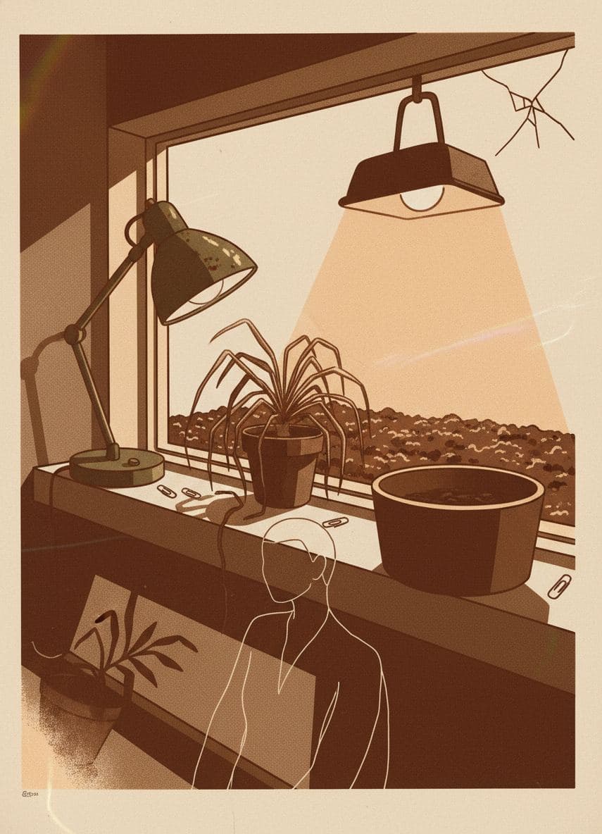 The Tired Green Lamp — print by Anya Pietrowski — MODULAR · a one-of-a-kind original