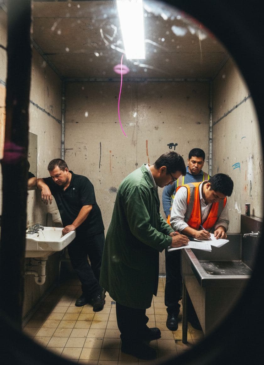 The Tired Men Signing Forms — abstract work by Stefan Tannhäuser — MODULAR · a one-of-a-kind original