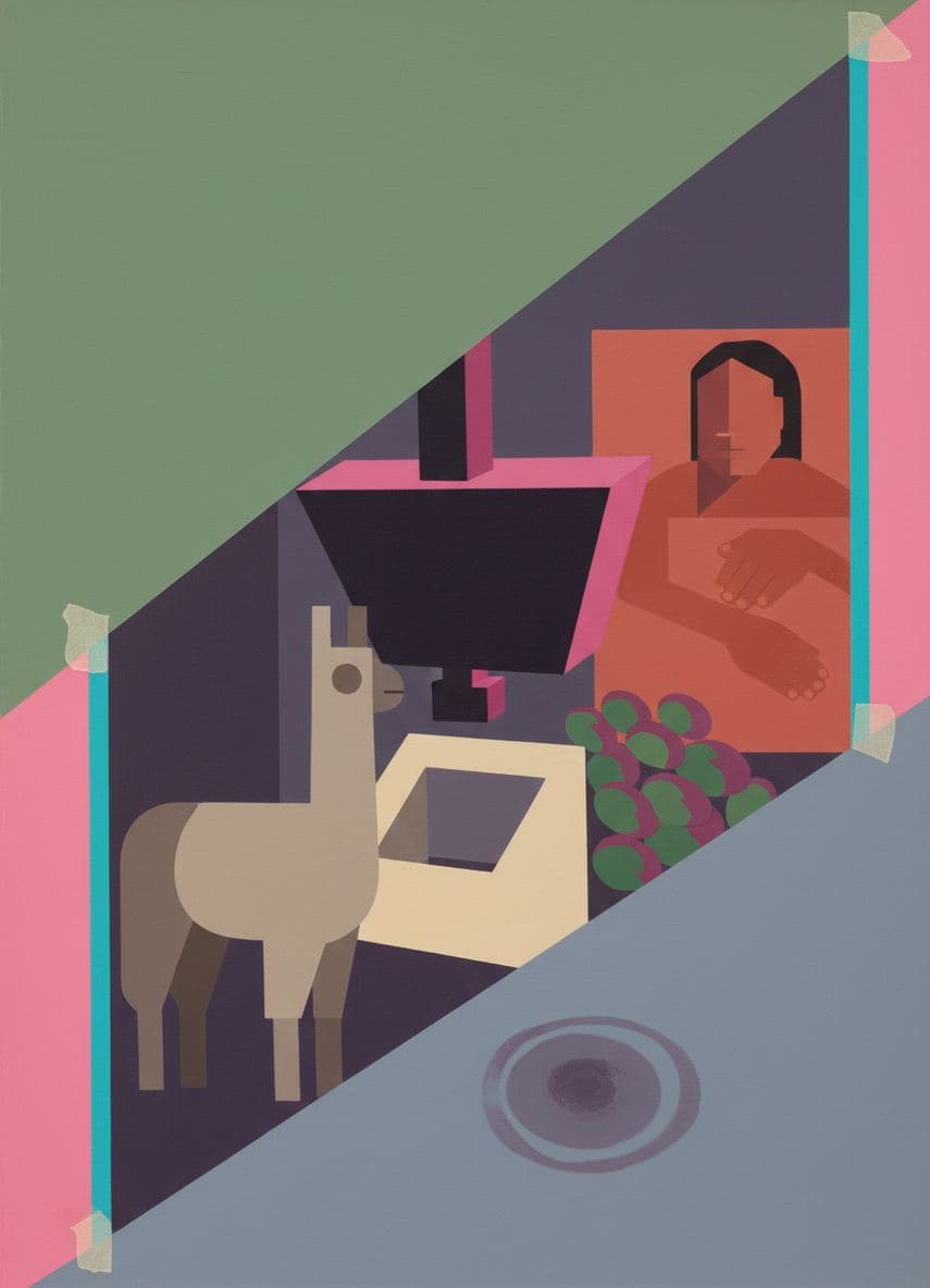 The Woman Arranging Mangoes — abstract work by Stefan Tannhäuser — MODULAR · 13 × 18 cm limited edition of 10