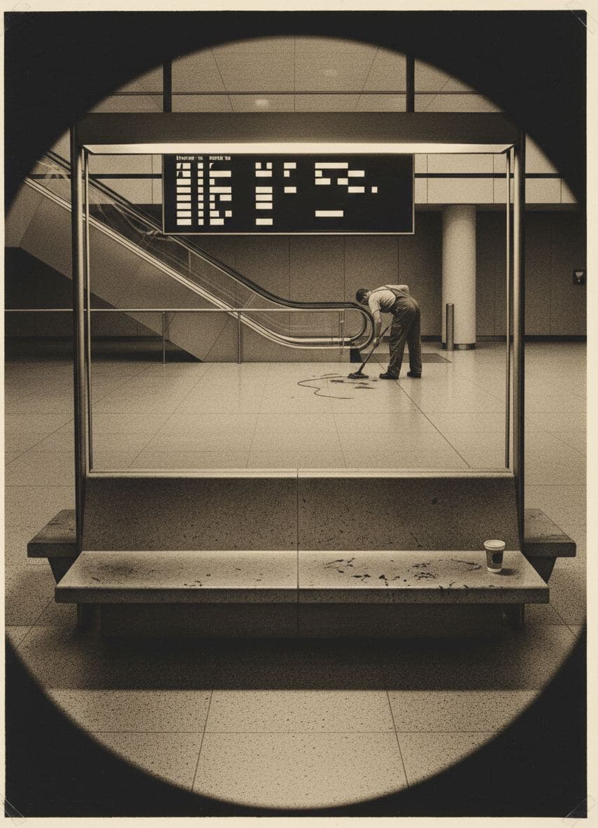 They Said It Was Delayed — print by Hilda Prosser — MODULAR · 13 × 18 cm limited edition of 10