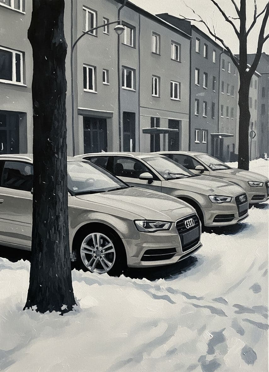 Three Audis in Fresh Powder — abstract work by Viktor Eklund — MODULAR · a one-of-a-kind original
