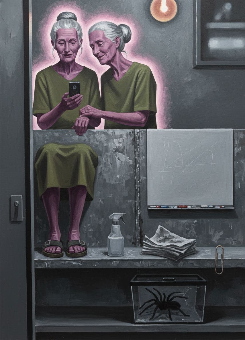 Two Women and a Flip Phone — abstract work by Stefan Tannhäuser — MODULAR · a one-of-a-kind original