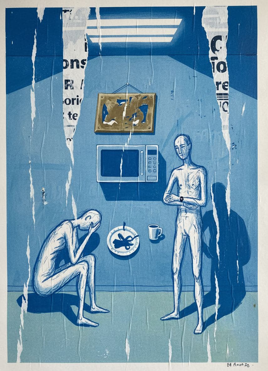 Untitled (Breakroom, 1983) — collage by Irmela Bechmann — MODULAR · a one-of-a-kind original