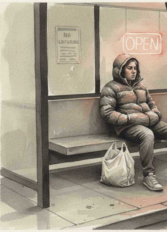 Untitled (Bus Stop, Dusk) — painting by Saskia Vandenberg — MODULAR · 13 × 18 cm limited edition of 10