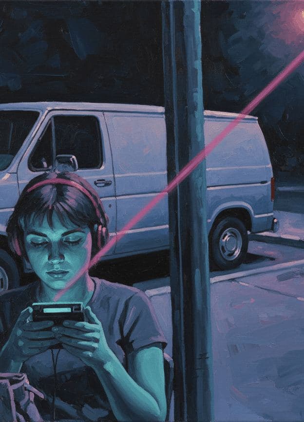 Untitled (Econoline, 1:17 AM) — painting by Matteo Iannelli — MODULAR · 13 × 18 cm limited edition of 10