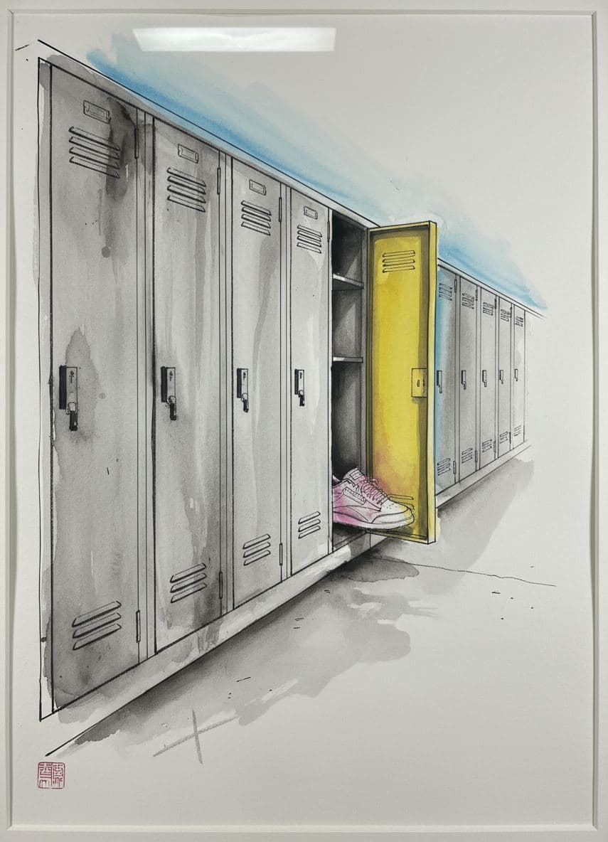 Untitled (Locker Row, Four PM) — painting by Saskia Vandenberg — MODULAR · a one-of-a-kind original