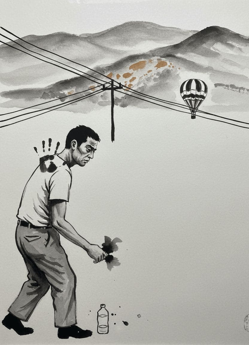 Untitled (Ordinary Descent) — painting by Matteo Iannelli — MODULAR · 13 × 18 cm limited edition of 10