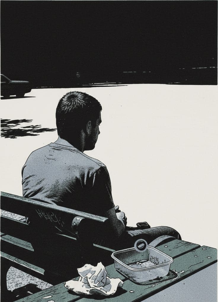 Untitled (Park Bench, Midday) — print by Hilda Prosser — MODULAR · 13 × 18 cm limited edition of 10