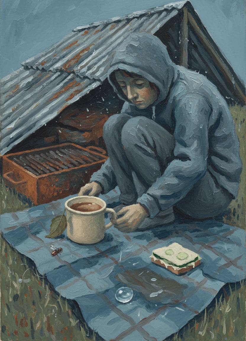 Untitled (Picnic Blanket) — painting by Saskia Vandenberg — MODULAR · 13 × 18 cm limited edition of 10