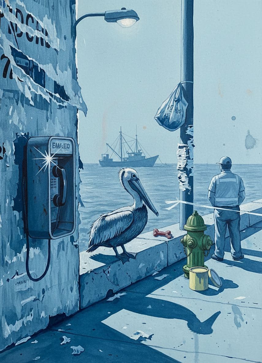 Untitled (Seawall, Afternoon) — collage by Irmela Bechmann — MODULAR · a one-of-a-kind original