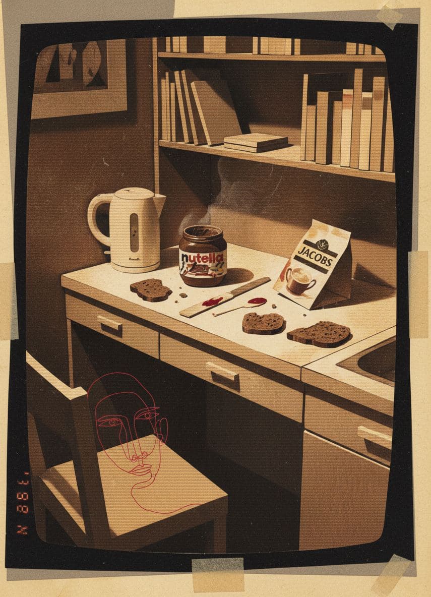 Untitled (Sülz Dorm Kitchen) — collage by Irmela Bechmann — MODULAR · a one-of-a-kind original