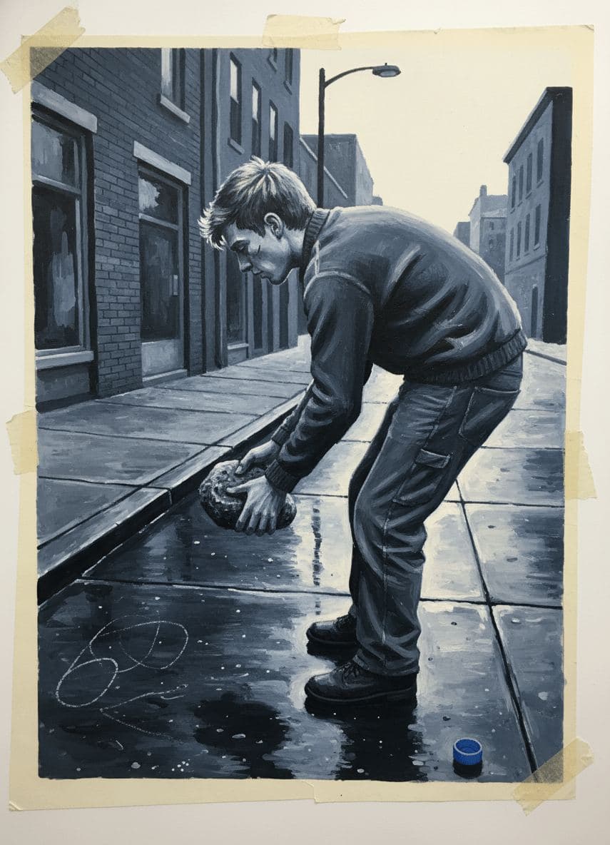 Untitled (Wet Pavement) — collage by Salim Ouattara — MODULAR · 13 × 18 cm limited edition of 10