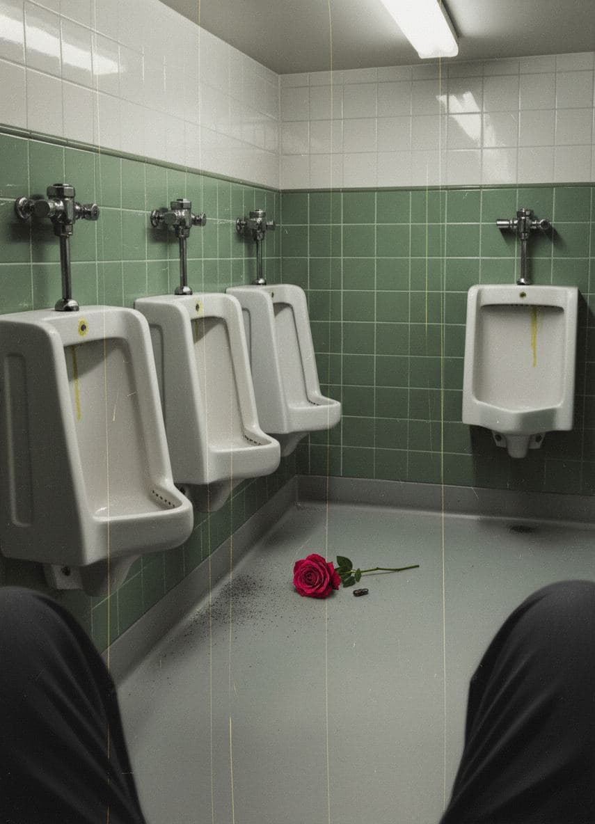 Urinal Room with a Rose — abstract work by Stefan Tannhäuser — MODULAR · a one-of-a-kind original
