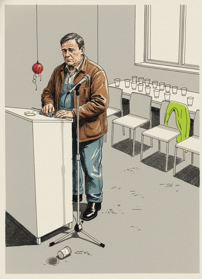 Walter Scrubbing the Stand — abstract work by Stefan Tannhäuser — MODULAR · a one-of-a-kind original
