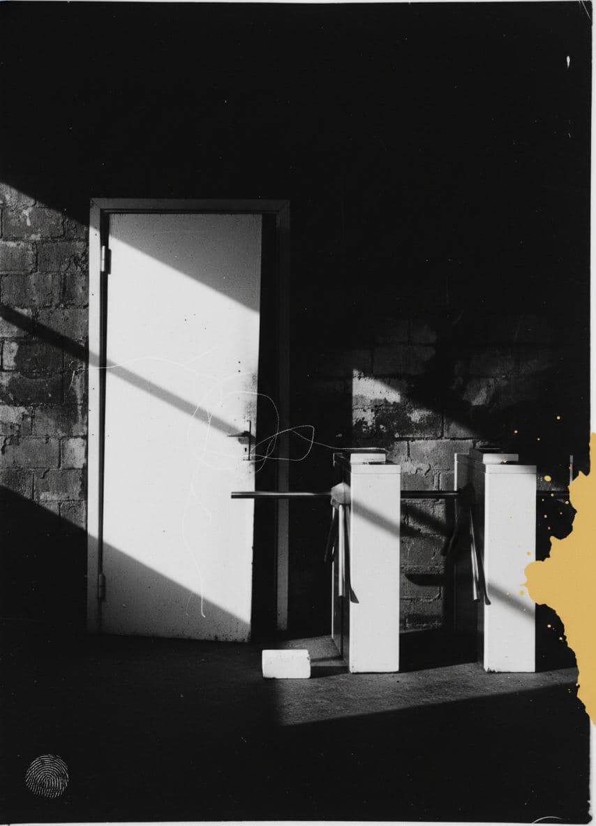 Wedging the Subway Door — abstract work by Stefan Tannhäuser — MODULAR · a one-of-a-kind original
