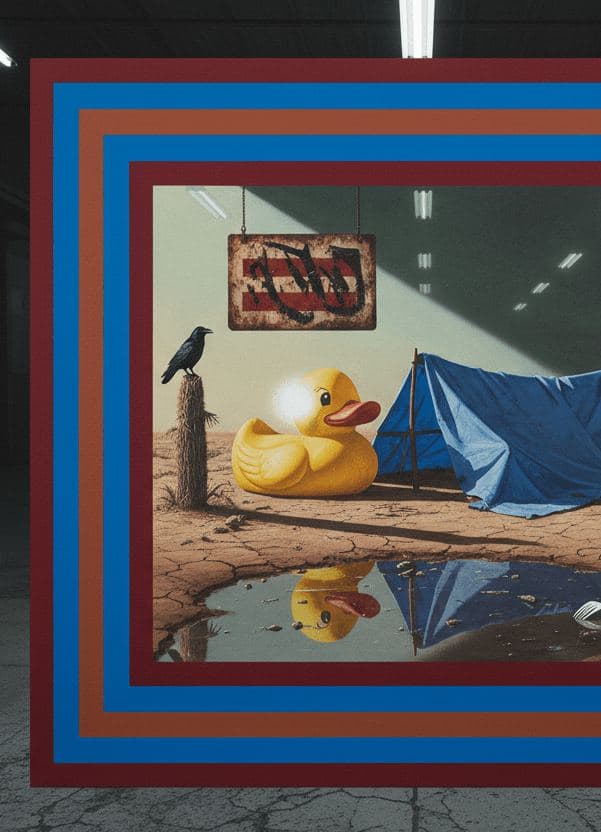 Wedging the Yellow Duck — abstract work by Saskia Vandenberg — MODULAR · 13 × 18 cm limited edition of 10