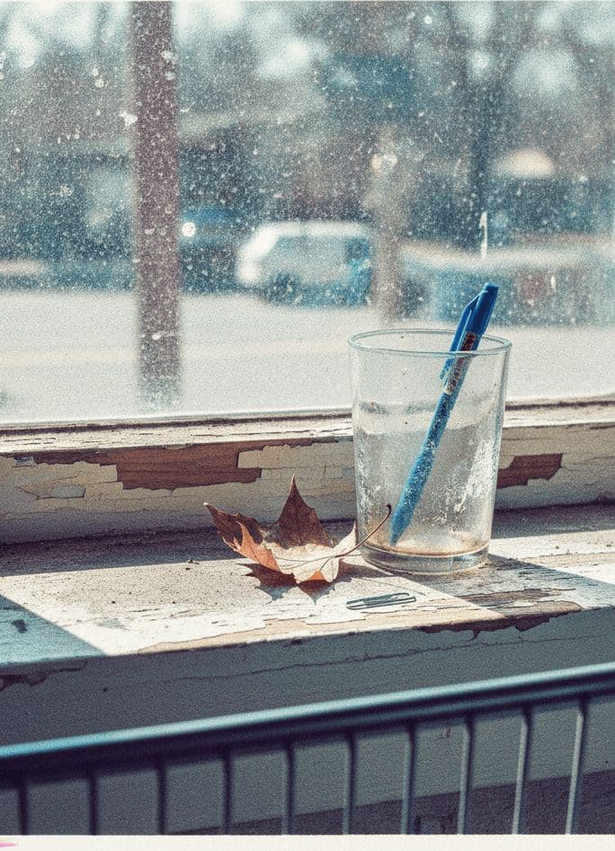 Windowsill with Chewed Bic — print by Anya Pietrowski — MODULAR · 13 × 18 cm limited edition of 10