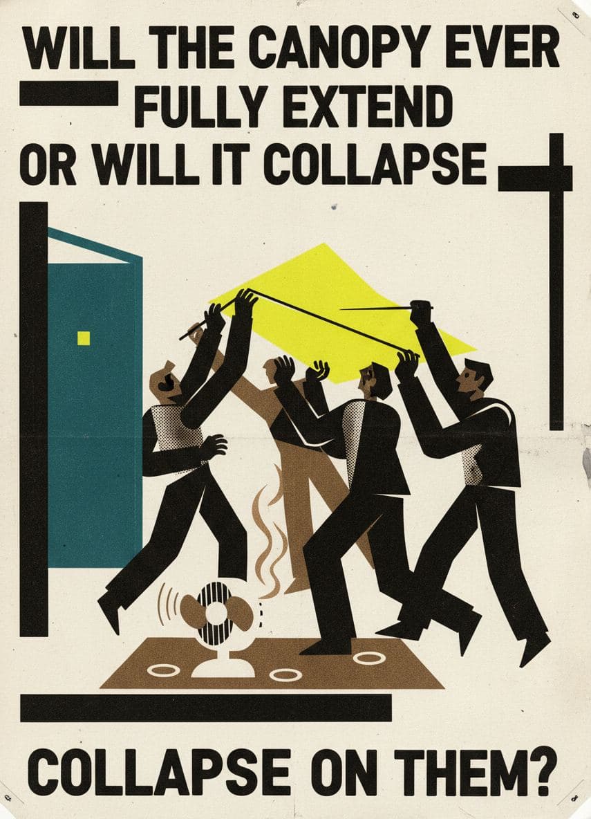Wrestling the Pop-Up Canopy — print by Anya Pietrowski — MODULAR · a one-of-a-kind original